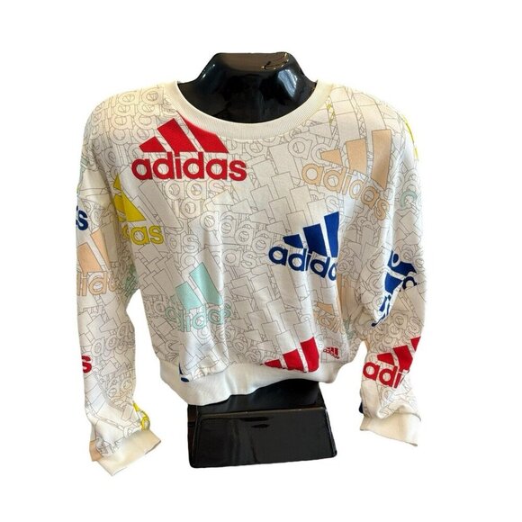 Women's Y2K Adidas Cropped Crew Neck Sweatshirt Size Small - Picture 2 of 7